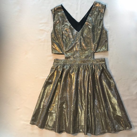Forever 21 metallic gold fit and flare dress - Picture 2 of 7